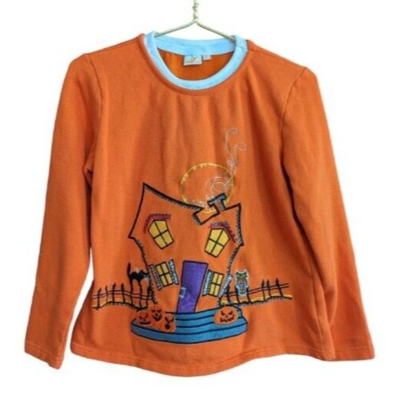 Sweaters - Halloween Fall Women’s Pullover Sweater Sweatshirt Size 8-10 Medium Orange
